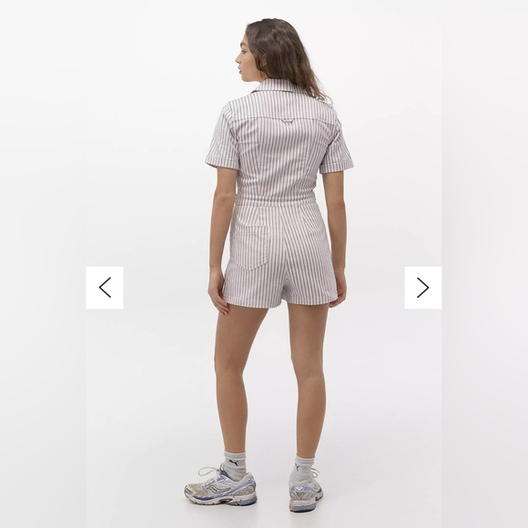 Urban Outfitters BDG Striped Romper Magritte Button-Front Shortall Coverall Sz M - Picture 4 of 11